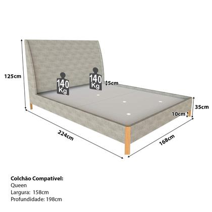 Imagem de Cama com Cabeceira Queen Sob Medida e 2 Mesas 100% MDF
