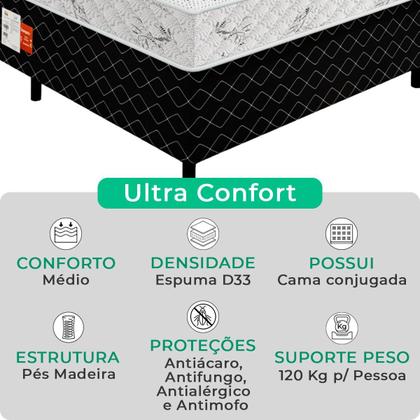 Imagem de Cama Conjugada Viuvo Ultra Confort Molas Ensacadas 128x188