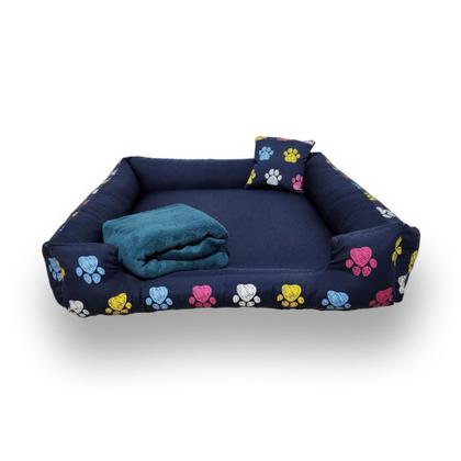 Imagem de cama de cachorro grande cama pra cachorro até 15kg + manta ( azul marinho )