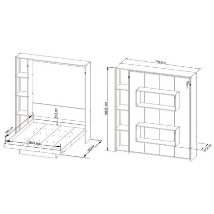 Imagem de Cama de Casal Articulável 4 Prateleiras Amêndoa Cm8014 - Tecno Mobili