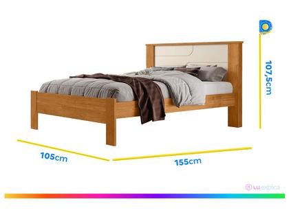 Imagem de Cama de Casal Conquista Móveis Pérola Cinamomo e Off-White