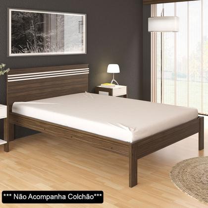 Imagem de Cama de Casal Madeira CM8009 Nogal/Branco - Tecno Mobili