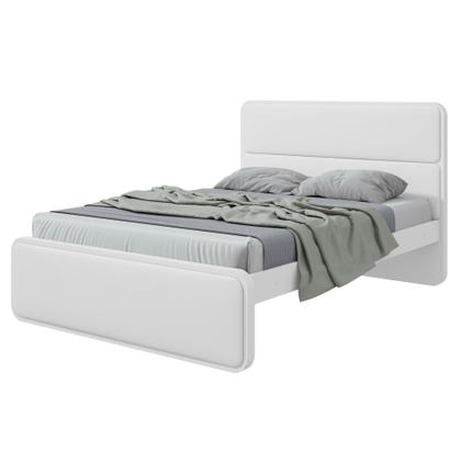 Imagem de Cama de Casal material sintético Cabeceira Estampada Madeira Loop 151cm Branco