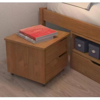 Imagem de Cama de Casal Multifuncional Charme com Mesa de Cabeceira - Amêndoa