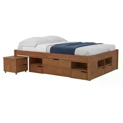 Imagem de Cama de Casal Multifuncional Charme com Mesa de Cabeceira - Amêndoa