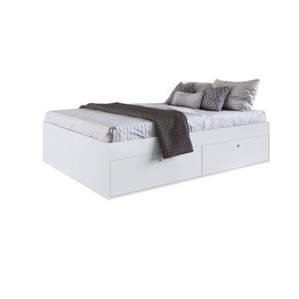 Imagem de Cama de Casal Queen Box Tokio 160 cm Organizadora Com 4 Portas Sem Colchão Quarto Branco