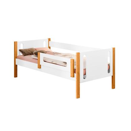 Imagem de Cama de Criança Infantil Babá Montessoriana com Colchão Mirela com Grade de Proteção - Branco/mel 