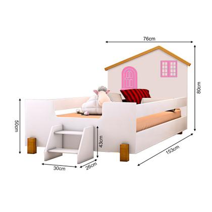 Imagem de Cama de Criança Infantil Juvenil Belissima Rosa - Branca e Mel