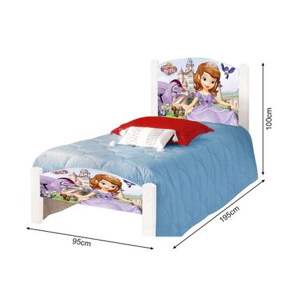 Imagem de Cama de Criança Infantil Solteiro Adesivada Princesa Sofia
