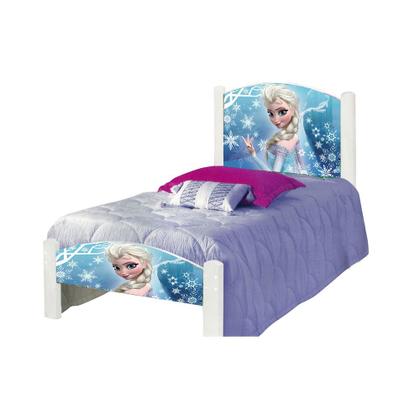 Imagem de Cama de Criança Solteiro Infantil Adesivada Frozen com Grade de Proteção