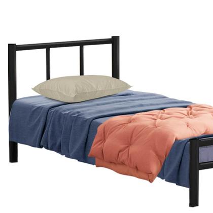 Imagem de Cama De Ferro Tubular Com Colchão Solteiro 78 Resistente Laís Preto Primoart