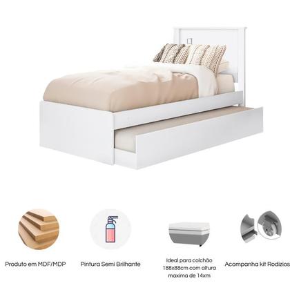 Imagem de Cama de Solteiro Barcelona com Auxiliar e Colchão para Quarto de Solteiro