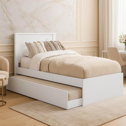 Imagem de Cama de Solteiro Barcelona com Auxiliar e Colchão para Quarto de Solteiro