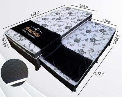 Imagem de Cama de solteiro Box com auxiliar modelo ortopédico D20 Bibox