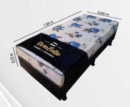 Imagem de Cama de Solteiro Box Floral Azul Resistente