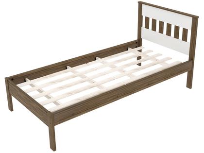 Imagem de Cama De Solteiro Com Cabeceira Ripada Cm8006 Tecnomobili Nogal/Branco