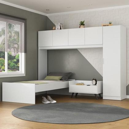 Imagem de Cama De Solteiro Com Colchão/guarda Roupa/mesa De Cabeceira Retrô Dublin Multimóveis Mp4037 Bca/pta