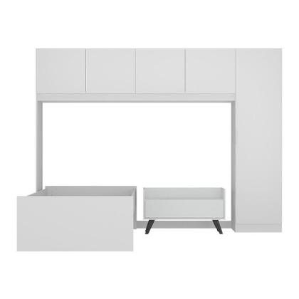 Imagem de Cama de Solteiro com Colchão/Guarda Roupa/Mesa de Cabeceira Retrô Dublin Multimóveis MP4037 Bca/Pta