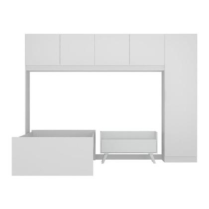 Imagem de Cama De Solteiro Com Colchão/guarda Roupa/mesa De Cabeceira Retrô Dublin Multimóveis Mp4037 Branca