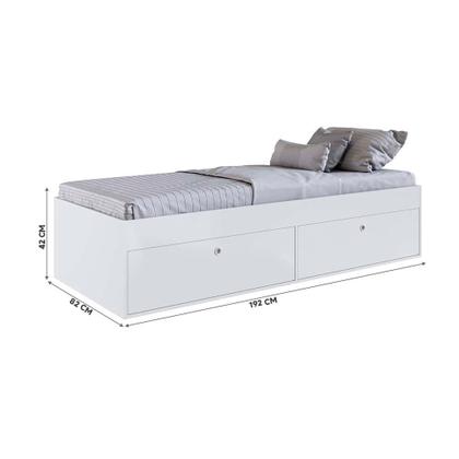 Imagem de Cama De Solteiro Com Sapateira Acoplada Branco Hoxa Shop Jm