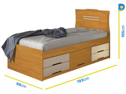 Imagem de Cama de Solteiro Conquista Móveis Julia Cinamomo e Off-White