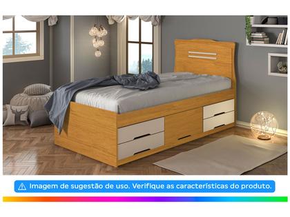 Imagem de Cama de Solteiro Conquista Móveis Julia Cinamomo e Off-White