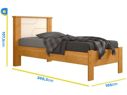 Imagem de Cama de Solteiro Conquista Móveis Pérola Cinamomo e Off-White