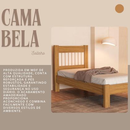 Imagem de Cama de Solteiro Estilo Classico Tradicional Bela MDF Com Estrado Madeira Para Quarto detalhe frisado