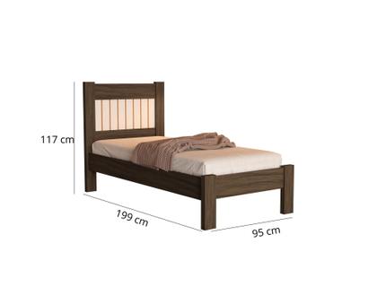 Imagem de Cama de Solteiro Estilo Classico Tradicional Bela MDF Com Estrado Madeira Para Quarto