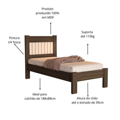 Imagem de Cama de Solteiro Estilo Classico Tradicional Bela MDF Com Estrado Madeira Para Quarto