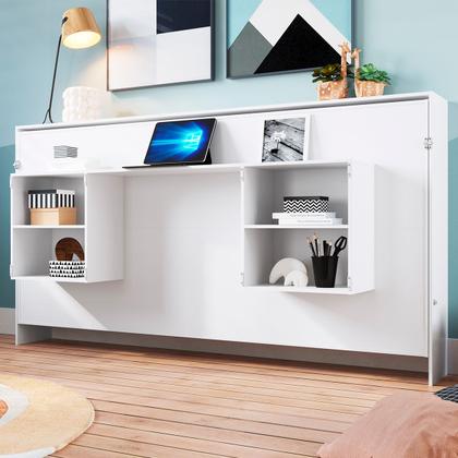 Imagem de Cama de Solteiro Latino Articulável com Mesa de Estudo Branco - Art In Móveis
