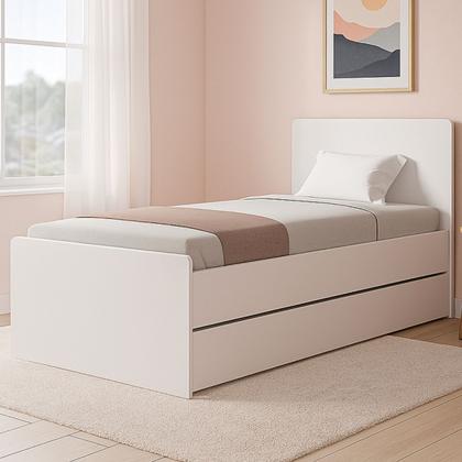 Imagem de Cama de Solteiro MDF com Bicama Auxiliar Reforçada, Ideal para Quarto Infantil Compacto