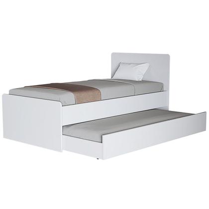 Imagem de Cama de Solteiro MDF com Bicama Auxiliar Reforçada, Ideal para Quarto Infantil Compacto