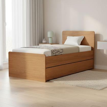 Imagem de Cama de Solteiro MDF com Bicama Auxiliar Reforçada, Ideal para Quarto Infantil Compacto