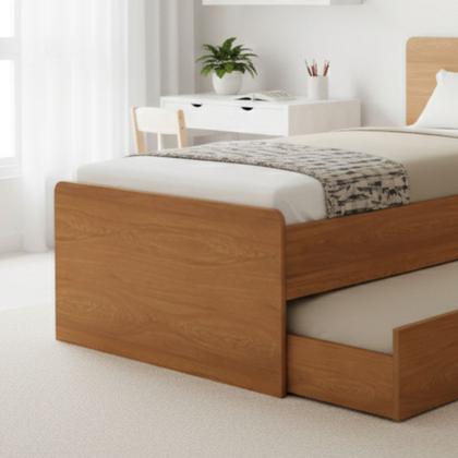 Imagem de Cama de Solteiro MDF com Bicama Auxiliar Reforçada, Ideal para Quarto Infantil Compacto