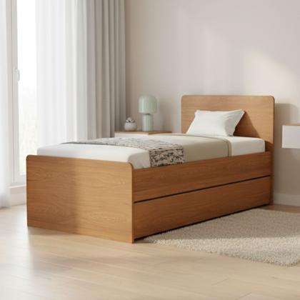 Imagem de Cama de Solteiro MDF com Bicama Auxiliar Reforçada, Ideal para Quarto Infantil Compacto