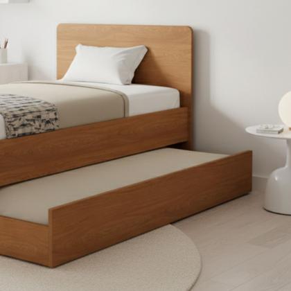 Imagem de Cama de Solteiro MDF com Bicama Auxiliar Reforçada, Ideal para Quarto Infantil Compacto