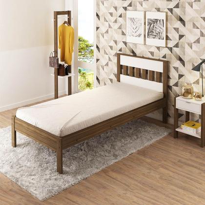Imagem de Cama de solteiro MDP CM8006 Nogal/Branco G69 - Gran Belo