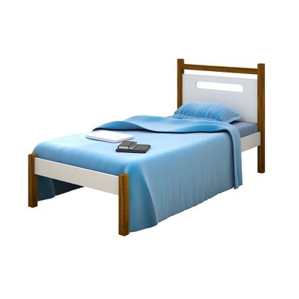 Imagem de Cama de Solteiro Montessoriana Eloa Acompanha Colchão - Branca e Mel Incluso Lousa Mágica
