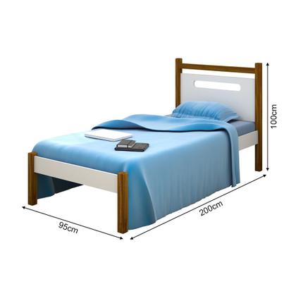 Imagem de Cama de Solteiro Montessoriana Eloa Acompanha Colchão - Branca e Mel Incluso Lousa Mágica