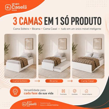 Imagem de Cama De Solteiro Vira Casal 3 Em 1 Bicama Matrix Moderna