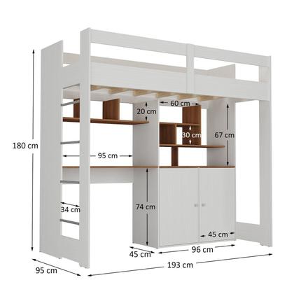 Imagem de Cama de Solteiro Zwork 2 Portas com Escrivaninha Multifuncional Yescasa