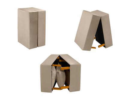 Imagem de Cama Dobrável Com Encosto Para Camping Sofá Cama Portátil Acomodar Visitas, Viagens Bege Envio Imediato