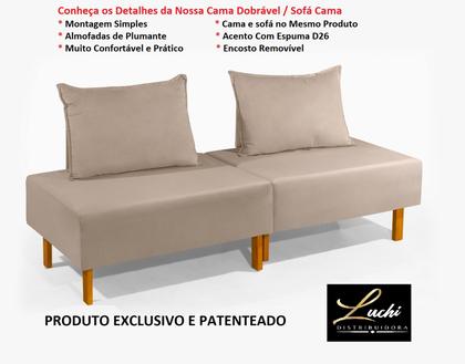 Imagem de Cama Dobrável Com Encosto Para Camping Sofá Cama Portátil Acomodar Visitas, Viagens Bege Envio Imediato