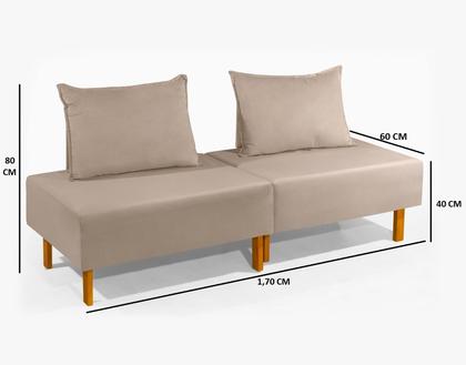 Imagem de Cama Dobrável Com Encosto Para Camping Sofá Cama Portátil Acomodar Visitas, Viagens Bege Envio Imediato