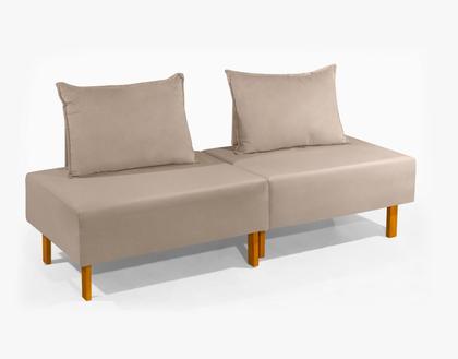 Imagem de Cama Dobrável Com Encosto Para Camping Sofá Cama Portátil Acomodar Visitas, Viagens Bege Envio Imediato