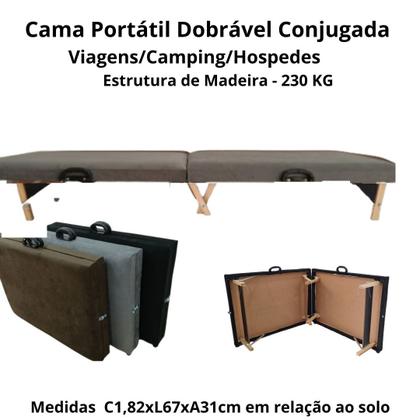 Imagem de Cama Dobrável Portátil Conjugada Premium  Viagem/Camping/Alojamentos/Hospedes/Pousadas  - 230KG - ARTPUFF DO BRASIL