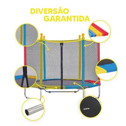 Imagem de Cama Elástica 1,40 Metros Colorida Trampolim Pula Pula