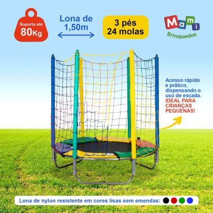 Imagem de Cama Elástica 1,50 m Canguri Lona Preta Importada