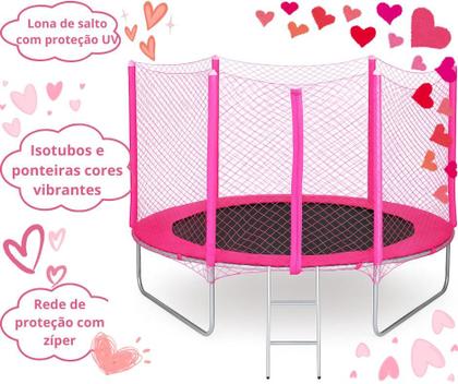 Imagem de Cama elástica 2,44 PINK com zíper na rede